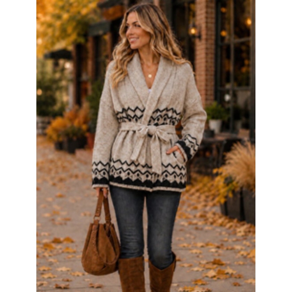 Tularosa | Adley Fair Isle Cardigan | Grey Multi Wool Blend | Size S
